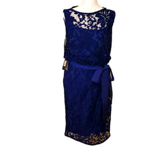 Tadashi Shoji Blue Lace Dress Size 10 ( Size 6 is correct) New with Tag